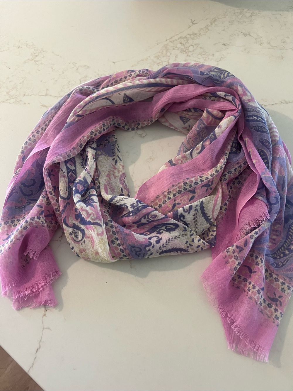 J. JILL | Pink Lavender Paisley 100% Cotton Scarf Wrap - Picture 3 of 6